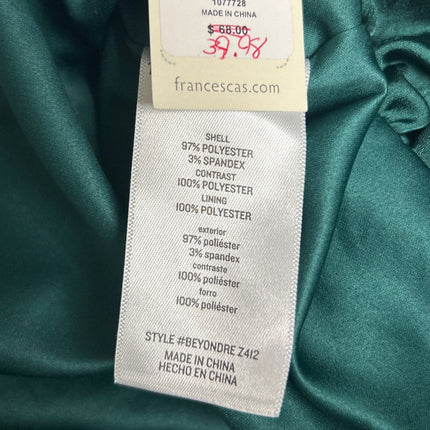 New Francescas Womens Large Emerald Green Jacquard Strappy Mini Bubble Dress