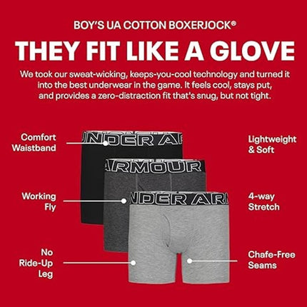 New 3-Pack Under Armour Boys Large Blue Stretch Boxer Jock Lightweight Underwear