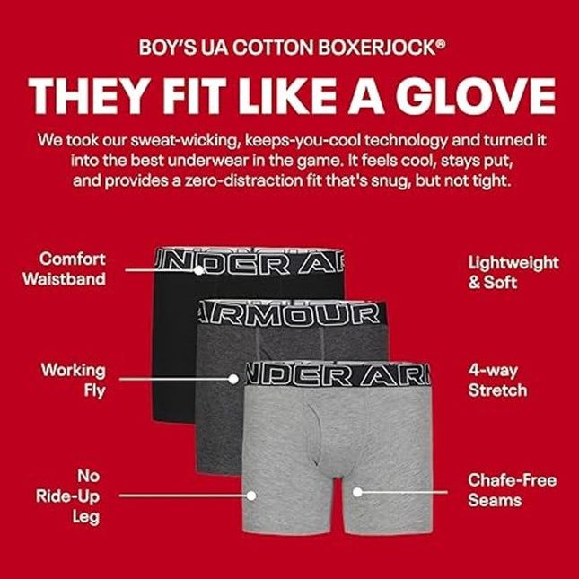 New 3-Pack Under Armour Boys Large Blue Stretch Boxer Jock Lightweight Underwear