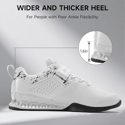New Manuklear Mens Size 9.5 White Lace Up Anti-Slip Deadlift Weightlifting Shoes