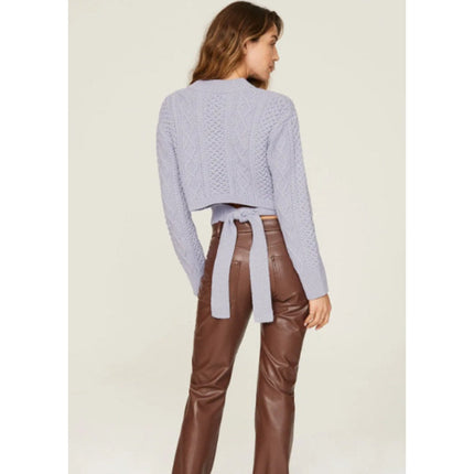 Rails Womes XL Amy Tie Back Long Sleeve Crew Neck Cropped Cable Knit Sweater