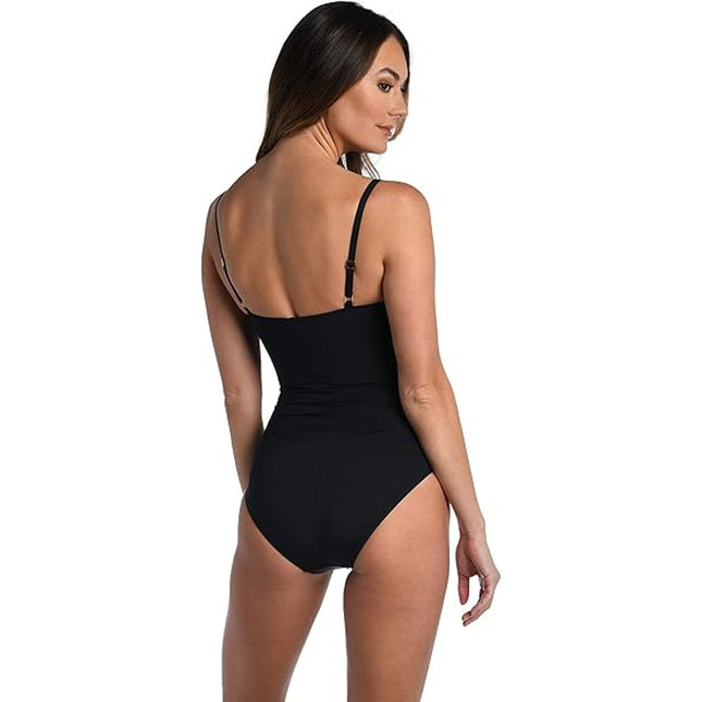 NWT New La Blanca Womens Size 4 Island Goddess Shirred Side One Piece Swimsuit