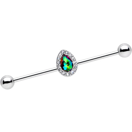 Rainbow Gem Bubblegum Teardrop Industrial Barbell 38mm