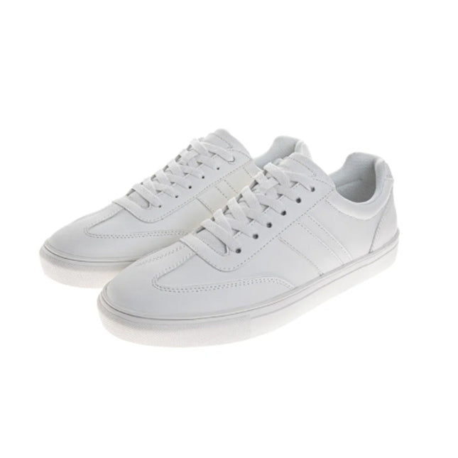 New Perry Ellis Mens Size 10.5 White Faux Leather Lace Up Low Top Sneaker Shoes