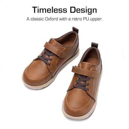 Dream Pairs Little Boys 13 Brown Sneaker Hook Loop Closure Round Toe Dress Shoes