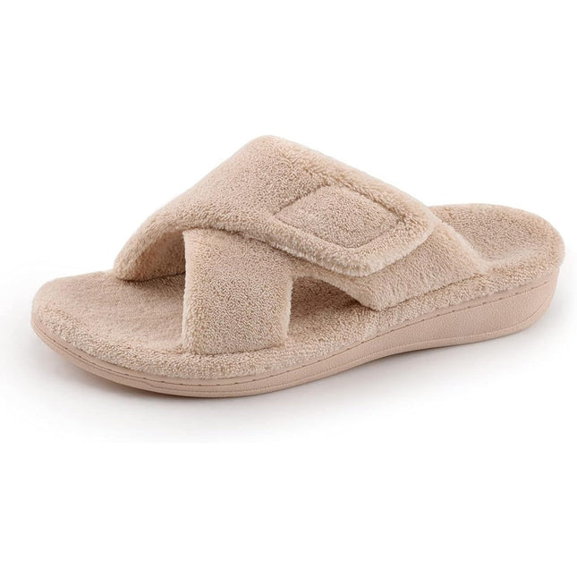 BCSTUDIO Womens Size 9 Tan Hook Loop Slide On Orthotic Arch Support Slippers