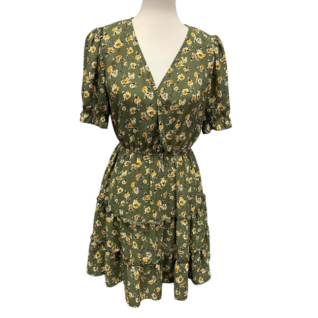 Inspired Hearts Womens Large Cottage Core Floral Deep V Half Sleeve Dress