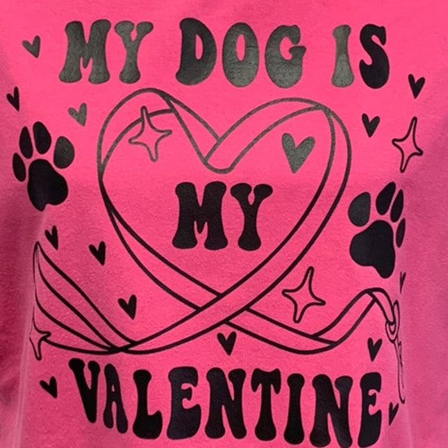 Hand Printed Upcycled Womens 16W My Dog is My Valentine Heart Cotton Blend Shirt