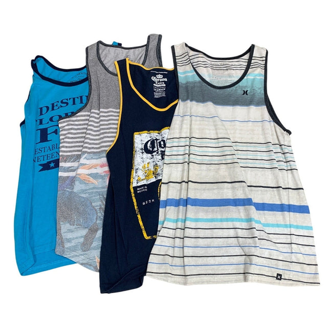 Lot of 4 Mens Medium Corona Extra Striped Floral Florida Racerback Tank Tops