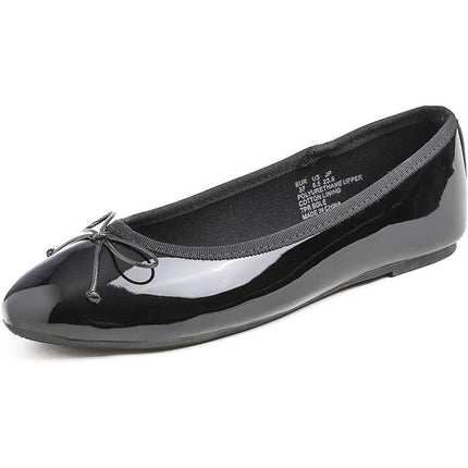 Fever Sole Womens Size 9.5 Black Flats Mini Bow Slip On Round Closed Toe Shoes