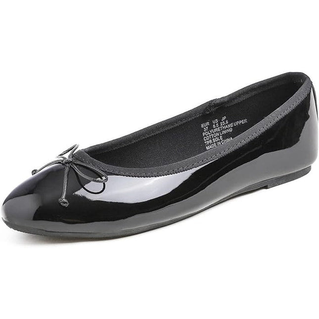 Fever Sole Womens Size 9.5 Black Flats Mini Bow Slip On Round Closed Toe Shoes