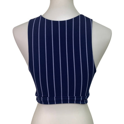 New American Eagle Womens Small Navy Blue Striped Athletic Sports Bra Top