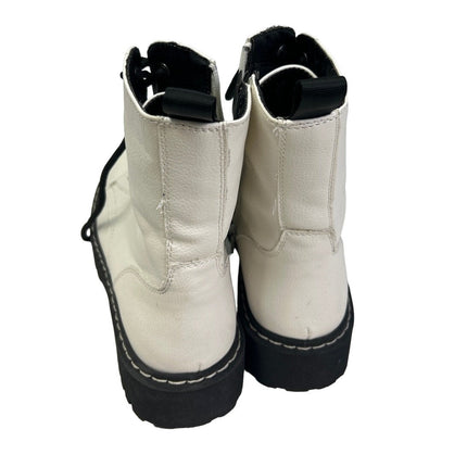 Sincerely Jules Womens Size 9.5 Harley White Leather Lace Up Boots