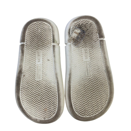 Womens Size 4 Gray Slippers Closed Round Toe Fuzzy Slip On House Shoes
