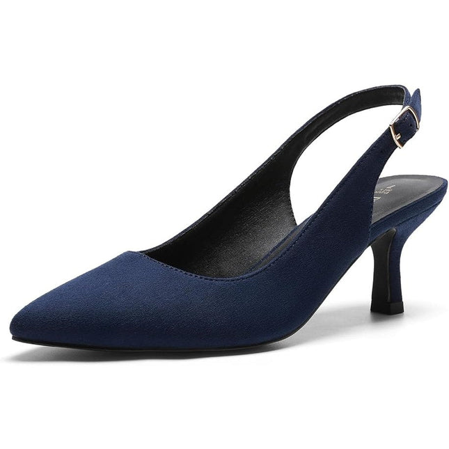 Dream Pairs Womens Size 8 Navy 2.5" Heels Closed Pointed Toe Buckle Strap Shoes