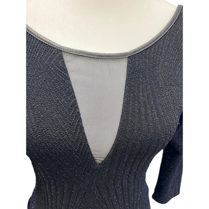 Love Chesley Womens Medium Long Sleeve Blue Glitter Nylon Blend BodyCon Dress