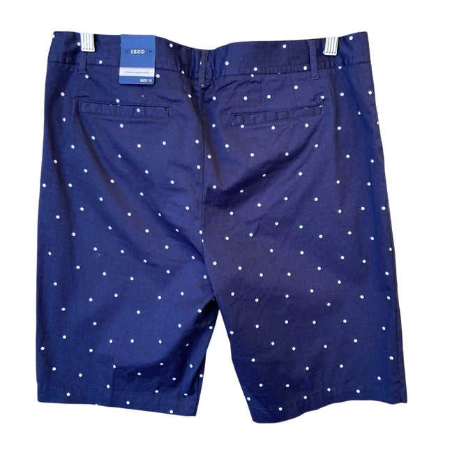 NWT New IZOD Womens Size 12 Navy Blue Cotton Blend Polka Dot Bermuda Short