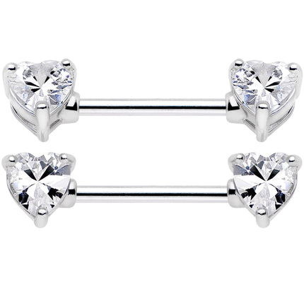 14G 9/16 Multi Color Heart Gem Barbell Nipple Ring Pack Set of 6