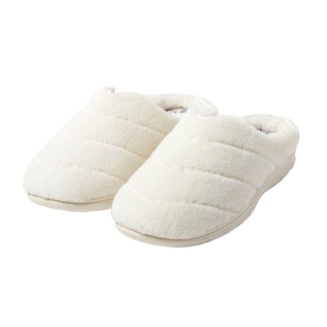 New In Box Dearfoams Women Small 5/6 Cream SlideOn Memory Foam Washable Slippers