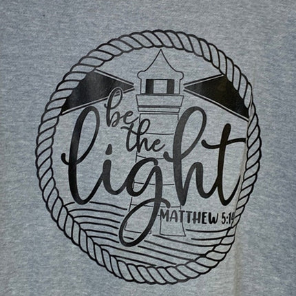 Upcycled Hand Printed Women Large Gray Jesus Be The Light Lightweight Sweatshirt
