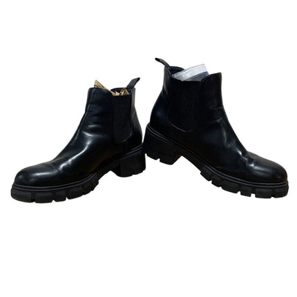 Athlefit Womens Size 9.5 Black 2" Chunky Heel Ankle Boots Slip On Shoes
