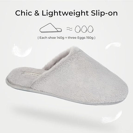 Snug Leaves Womens Size 9-10 Gray Slippers Slip On Fluffy Round Toe House shoes