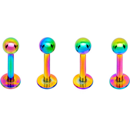 16G 5/16 Rainbow Black PVD Pack Set of 12 Labret Monroe