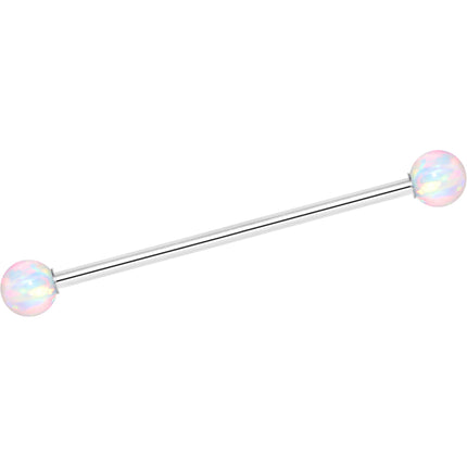 14G White 5mm Synthetic Opal Ball Industrial Barbell 32mm