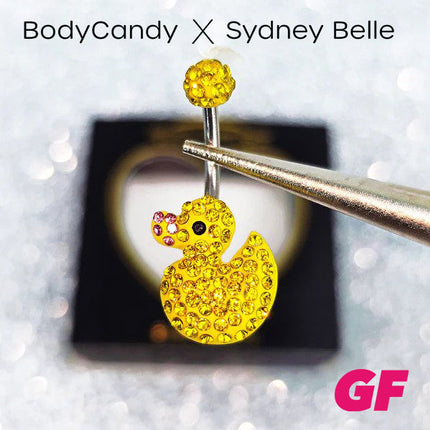 Sydney Belle Girlfriend Collection Yellow Pink CZ Gem Rubber Duck Ducky Belly Ring