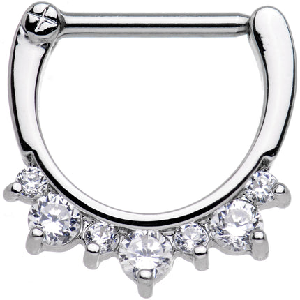 14G 1/2 Clear Gem Septet Nipple Clicker Set