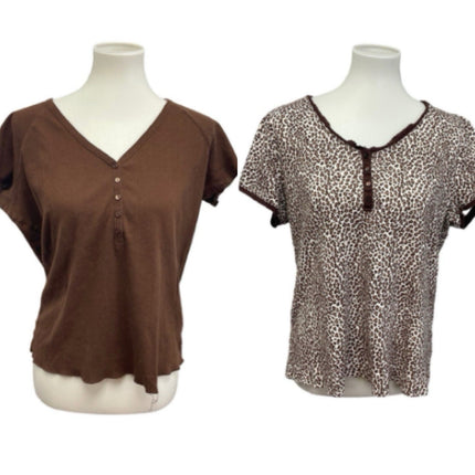 Lot of 2 Maurices Charter Club Womens XXL Short Sleeve 100% Cotton Tops Blouses