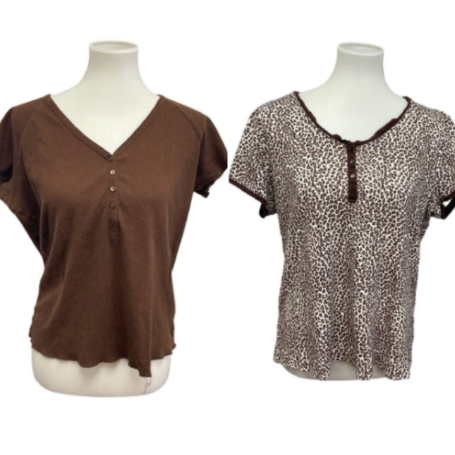 Lot of 2 Maurices Charter Club Womens XXL Short Sleeve 100% Cotton Tops Blouses