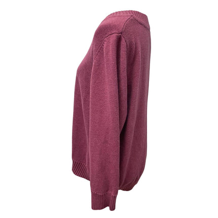 Sonoma Womens 1X Long Sleeve V-Neck Pullover Mauve Cotton Blend Knit Sweater