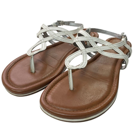 Kelly & Katie Womens Size 8.5 White Sandals T Strap Open Round Toe Shoes