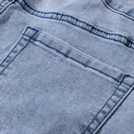 Beau Blue Button Zip High Waist Flared Hem Jeans