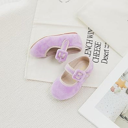 Kiderence Toddler Girls 8 Purple Mary Jane Ballet Flats Latch & Hook Close Shoes