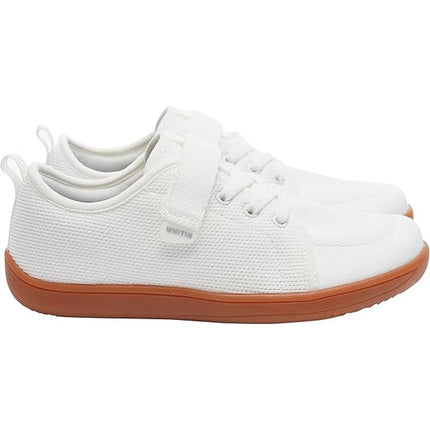 New Whitin Girls 12 White Canvas Hook Loop Wide Toe Box Zero Drop Sneaker Shoes