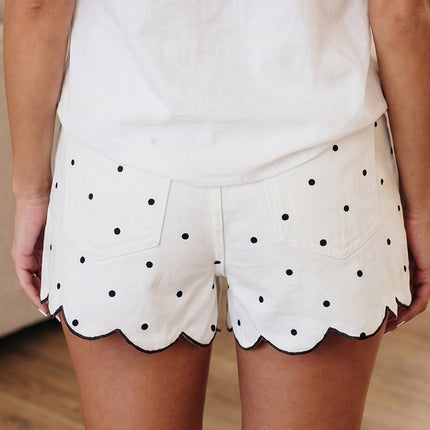 Elise Embroidered Scallop Hem Shorts
