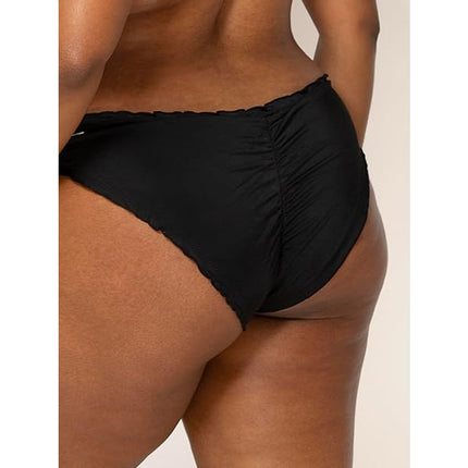 New Smart & Sexy Women's Large Black Ruffled Rushed Back Bikini Bottoms ONLY