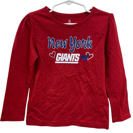 New York Giants Football NFL Girls 4T Long Sleeve PolyCotton Tee Shirt