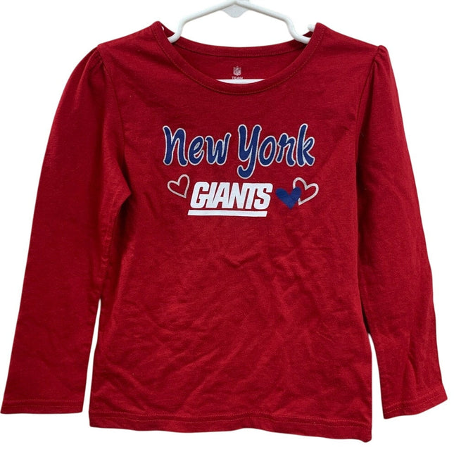 New York Giants Football NFL Girls 4T Long Sleeve PolyCotton Tee Shirt
