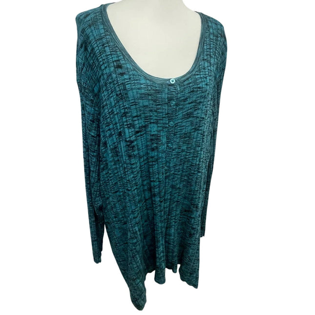 Roaman's Plus Size 34/36 4X Long Sleeve Scoop Neck 1/2 Button Pullover Sweater