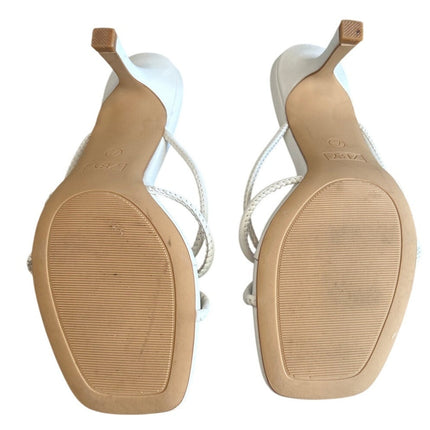 Laicigo Womens Size 7.5 White 3" Heel Square Open Toe Backless Slide On Shoes