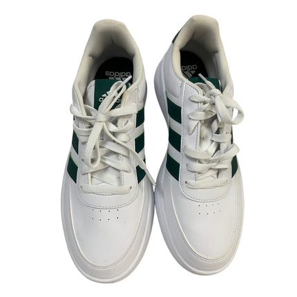 New In Box Adidas Mens Size 11 Breaknet 2.0 White Faux Leather Green Strip Shoes