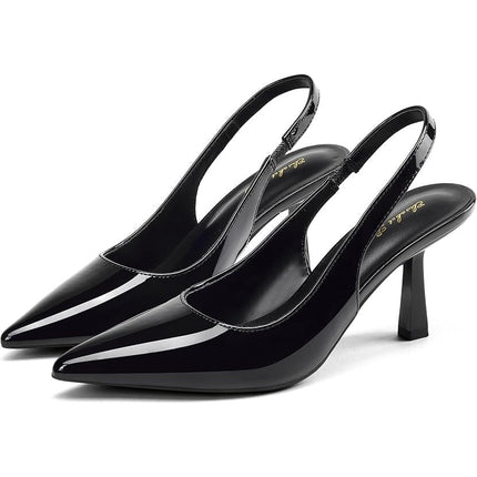 Elisabet Tang Women Size 9 Black 3.25" Heel Closed Pointed Toe Slingback Shoes