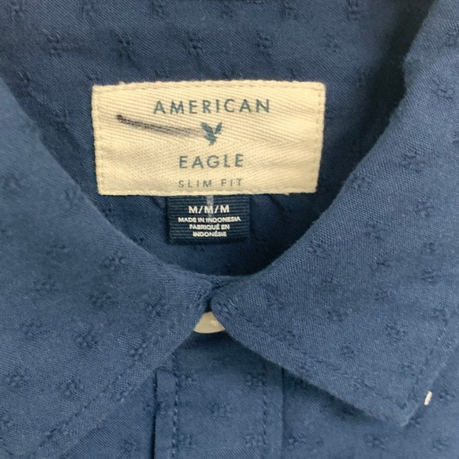 2 New American Eagle Womens Medium Short Sleeve Button Up Collared Shirts