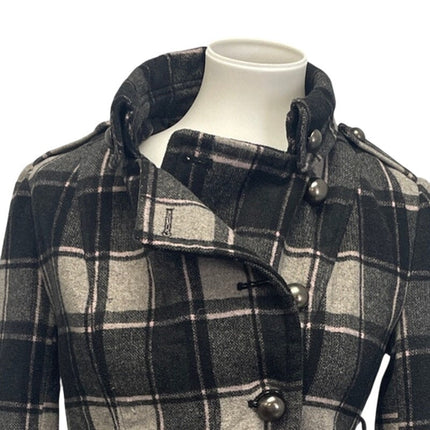 XXI Forever 21 Womens Medium Wool Blend Plaid Fully Lined Winter Pea Coat