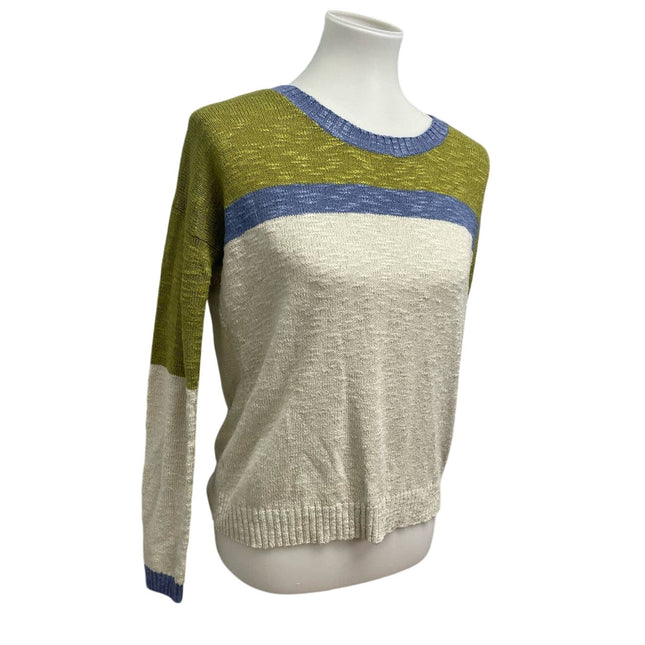 Kensie Womens Small Long Sleeve Striped Polyester Blend Pullover Sweater
