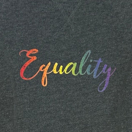 Upcycled Hand Printed Womens Medium Rainbow Equality Long Sleeve Sweatshirt
