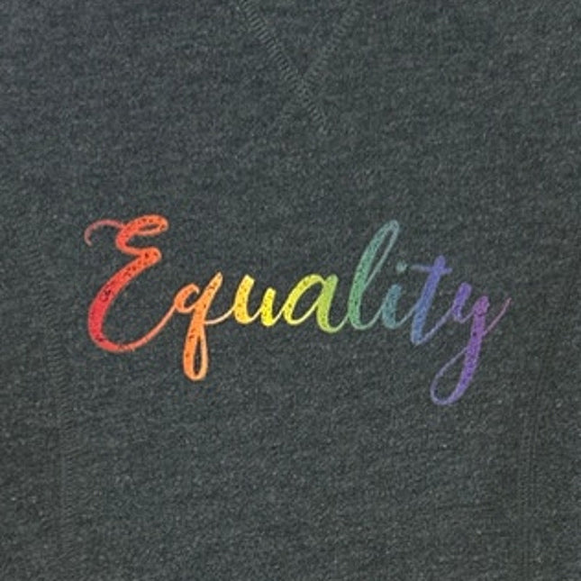 Upcycled Hand Printed Womens Medium Rainbow Equality Long Sleeve Sweatshirt